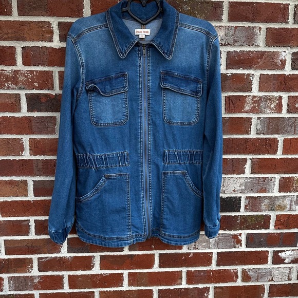 Knox Rose Jackets & Blazers - Knox Rose Blue Denim Zip-Front Jacket